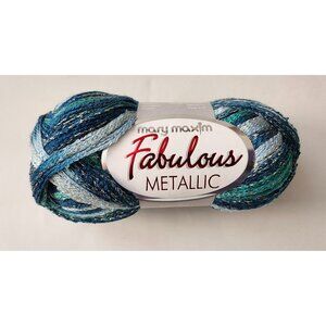 Mary Maxim Fabulous Metallic 834-200 Aqua/Blue Yarn 32 yards